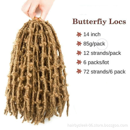 Distinctive Synthetic Butterflies Faux Locs 14inches butterfly locs crochet hair Natural Handmade Locs Butterfly Hair extension